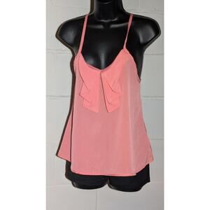 Rumors Ruffle Front Cami Tank Top Sleeveless Spaghetti Strap Blouse Small